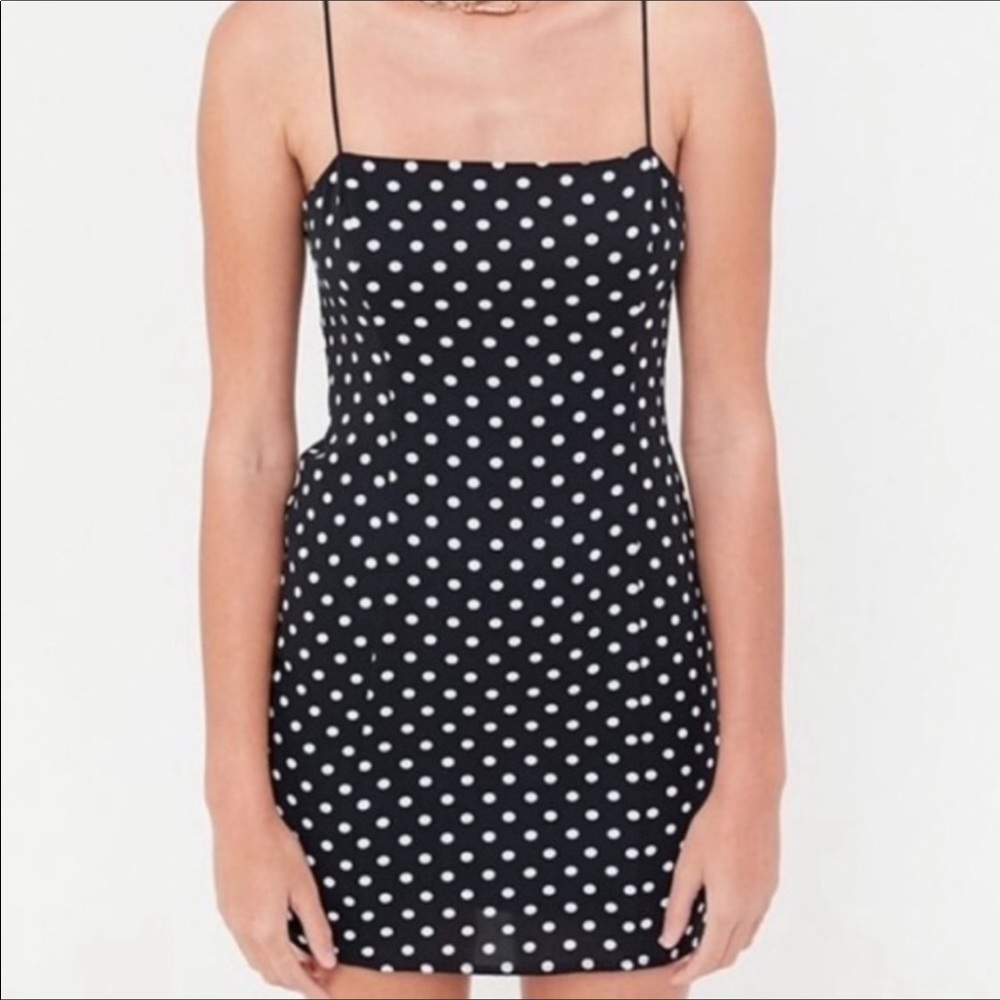 Urban Outfitters black white polka dot mini dress
